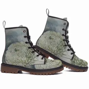 Men Flower Leather Work Boots