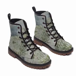 Men Flower Leather Work Boots