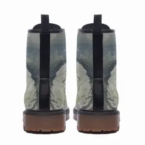 Men Flower Leather Work Boots