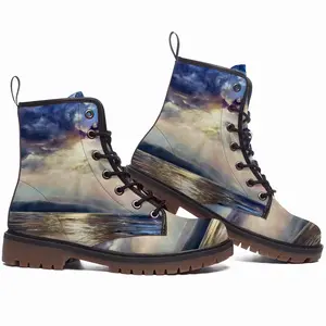 Men Sun Glitter Leather Work Boots