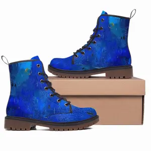 Men Symphony In Blue Leather Work Boots