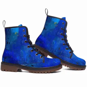 Men Symphony In Blue Leather Work Boots