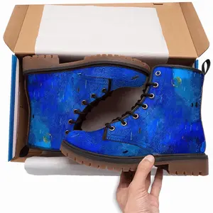 Men Symphony In Blue Leather Work Boots