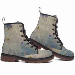 Men “Heart Of Perfect Wisdom Sutra” Leather Work Boots