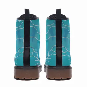 Men Turquoise Peony Leather Work Boots