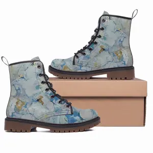 Men Peonies In The Stars Leather Work Boots