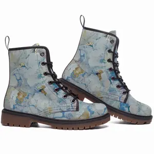 Men Peonies In The Stars Leather Work Boots