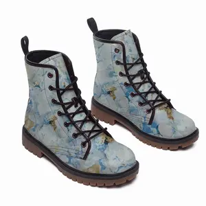 Men Peonies In The Stars Leather Work Boots