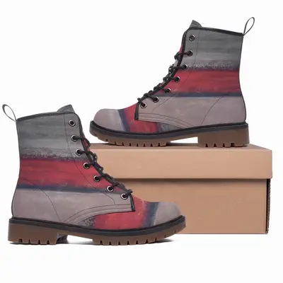 Men Red Divide Leather Work Boots