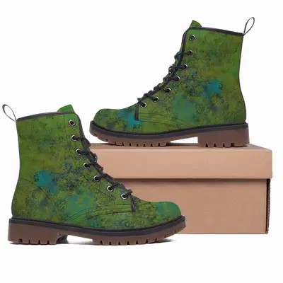 Men Lime Abstract Leather Work Boots