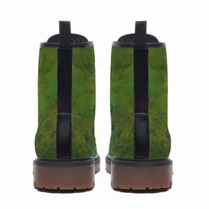 Men Lime Abstract Leather Work Boots