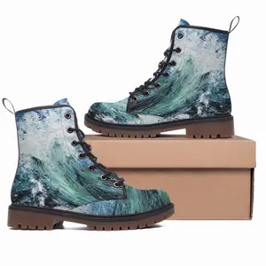 Men Dancing With Waves Leather Work Boots