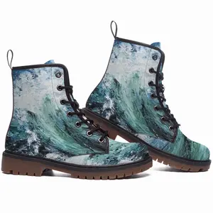 Men Dancing With Waves Leather Work Boots