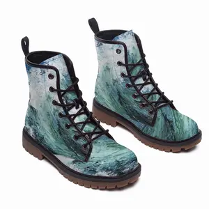 Men Dancing With Waves Leather Work Boots