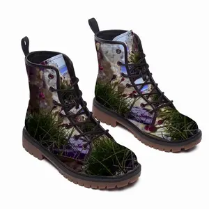 Men Birds View Of Staxigoe Harbour Leather Work Boots