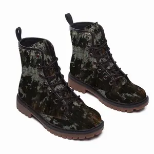 Men Fractured Views Leather Work Boots