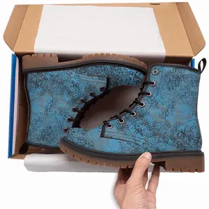 Men Design In Blue Leather Work Boots