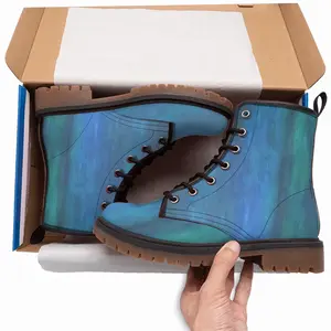 Men Emerald And Blue I Leather Work Boots