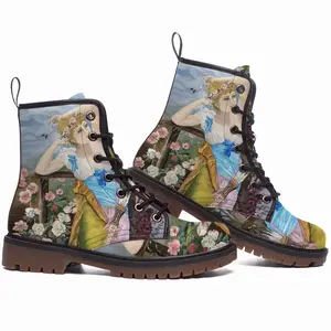 Men Aphrodite Prints Leather Work Boots