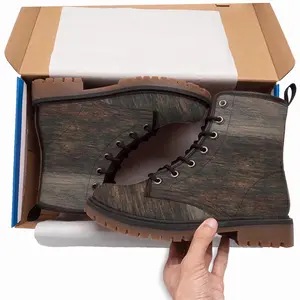 Men Rustic Wood Leather Work Boots