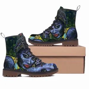 Men Blue Flame Fashion Interior Gift Idea Leather Work Boots