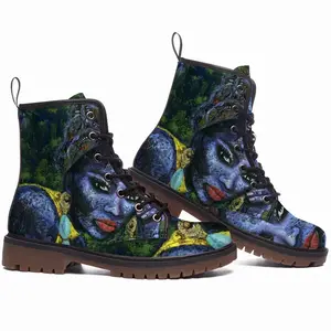 Men Blue Flame Fashion Interior Gift Idea Leather Work Boots