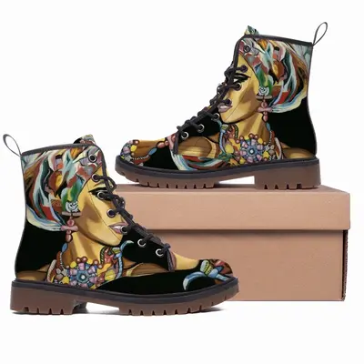 Men Let Us Dance Prints Leather Work Boots