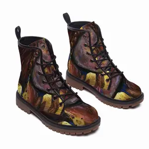 Men Fire Flame Leather Work Boots