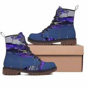 Men A Cool Vista Of Blue And Purple (2014) Leather Work Boots