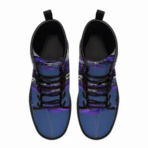 Men A Cool Vista Of Blue And Purple (2014) Leather Work Boots