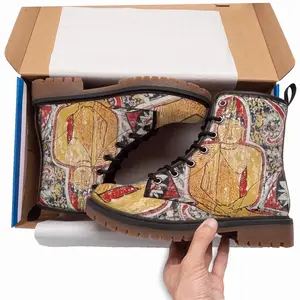 Men Murals Of Buddha Leather Work Boots