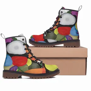 Men Floral Melt Leather Work Boots