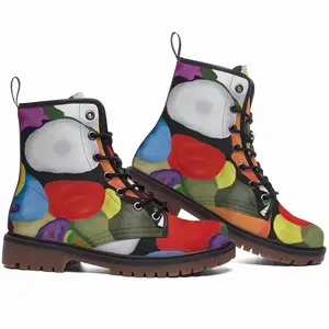 Men Floral Melt Leather Work Boots