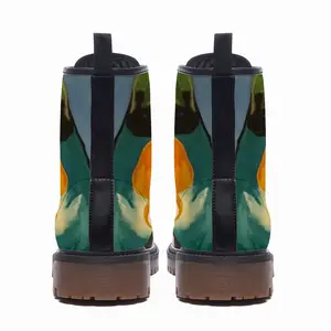 Men Floral Motion Leather Work Boots