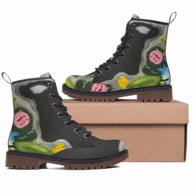 Men Floral Night Leather Work Boots