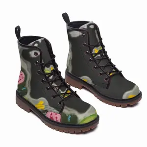 Men Floral Night Leather Work Boots