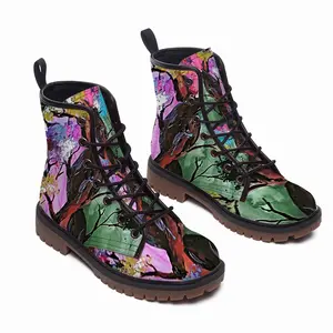 Men Colorful Family Tree Leather Work Boots