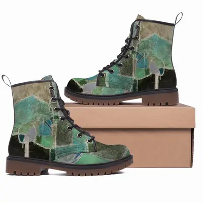 Men Landscape With Blue Leather Work Boots