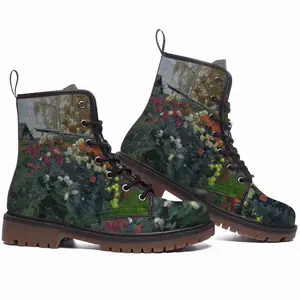 Men The Autumn Flowers Leather Work Boots