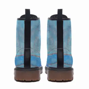 Men Blue And Turquoise Leather Work Boots