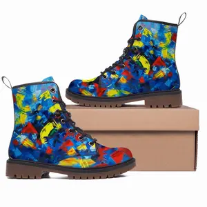 Men Beautiful Floral Leather Work Boots