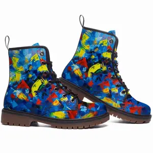 Men Beautiful Floral Leather Work Boots