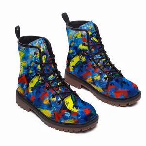 Men Beautiful Floral Leather Work Boots