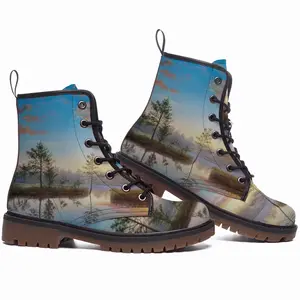 Men Sunset On The Lake Leather Work Boots