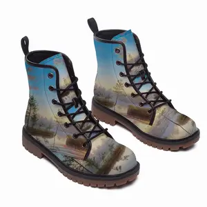 Men Sunset On The Lake Leather Work Boots