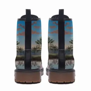 Men Sunset On The Lake Leather Work Boots