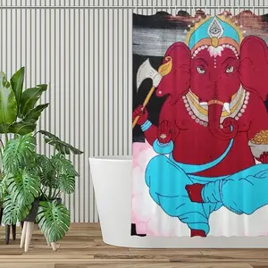 Ganesha Indian Buddha Religious Animals Elephant Shower Curtain (Multi-Size)