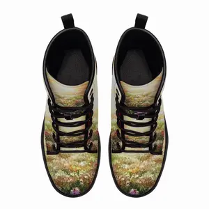 Men Sea Of Flowers Leather Work Boots