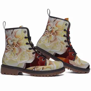 Men Roses Leather Work Boots