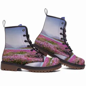 Men Pink Evening Leather Work Boots